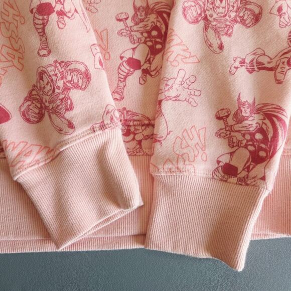 Disney Marvel Superhero Women's Pink Fleece Pullover Hoodie Sweatshirt Medium - Picture 4 of 11